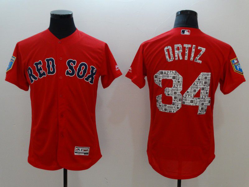 Men Boston Red Sox #34 Ortiz Red Elite Spring Edition MLB Jerseys